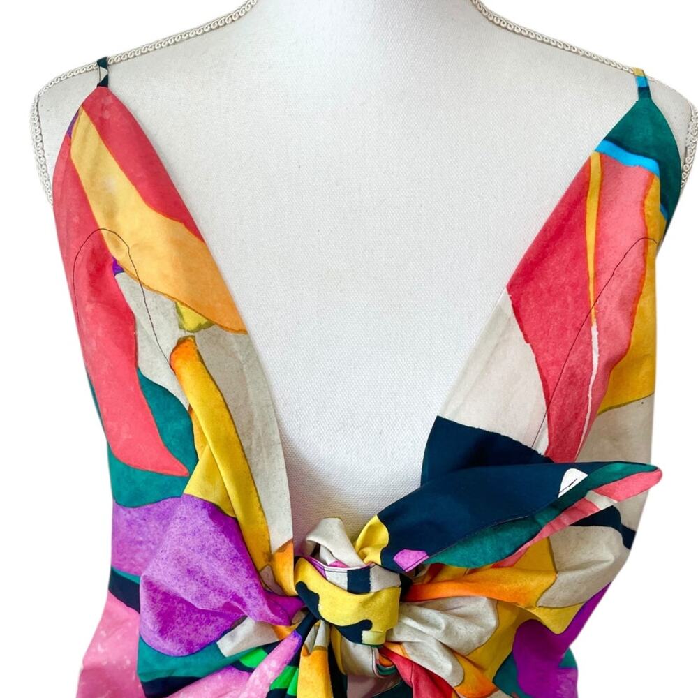 Mara Hoffman Lolita Midi Dress Botanical Tropical Floral V neck Slit‎ Size L - Picture 5 of 9